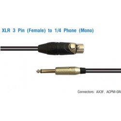 AMPHENOL XLR 3 Pin (Female) to 1/4 Phone (Mono) 